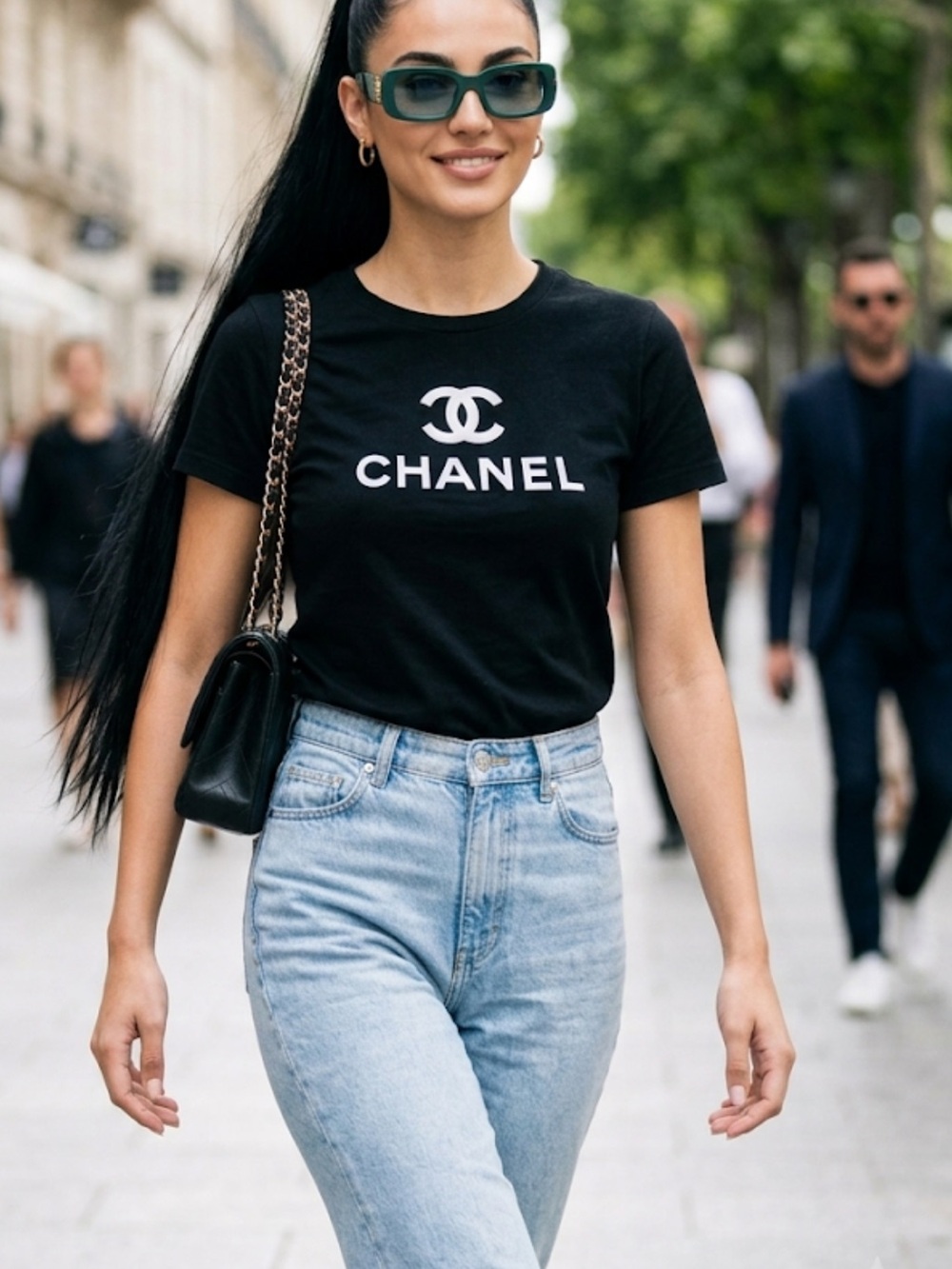 CHANEL Black boss lady sun glasses